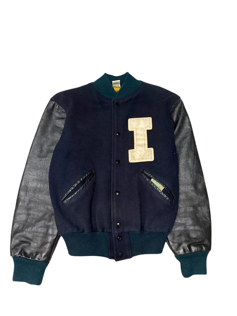 Vintage 50s Kaye Bros Varsity Letterman Jacket Mens Large Blue Wool Leather
